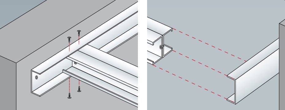 Siniat - Plafond autoportant - Fixation des montants dans les rails