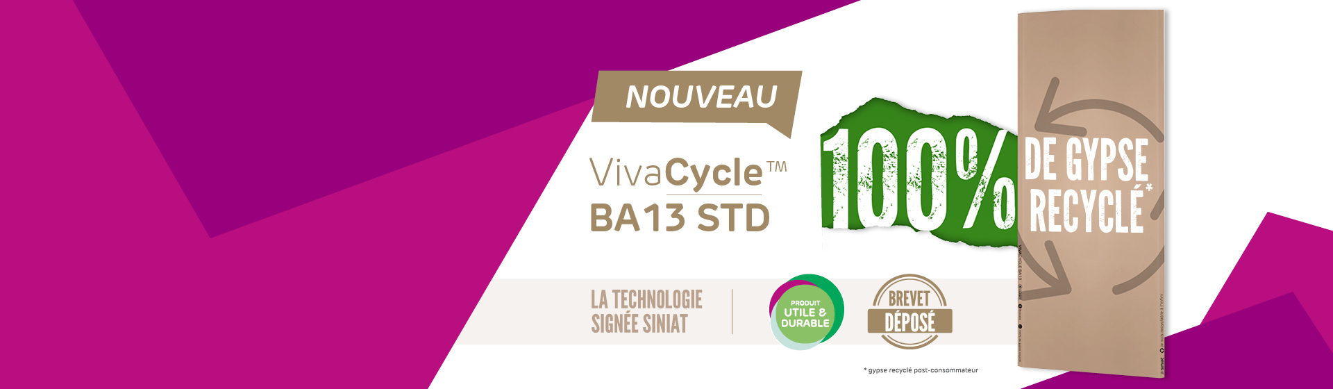 La première Plaque 100% de gypse recyclée