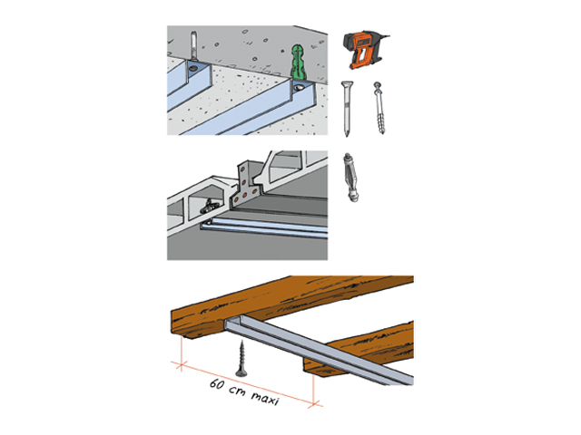 Cloisons - Fixation rails Plafonds